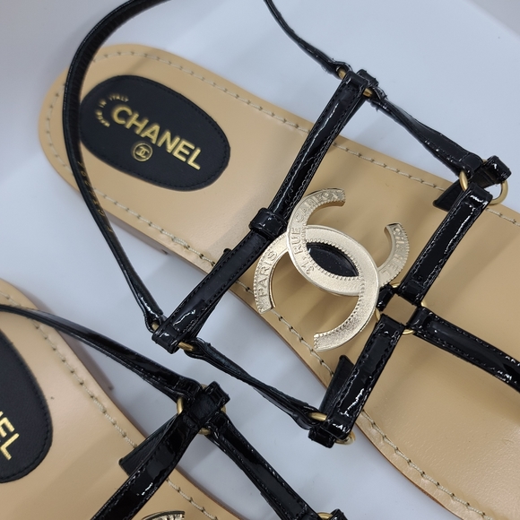 Chanel CC Thong Cage Sandals, 37.5 NIB - Picture 2 of 6